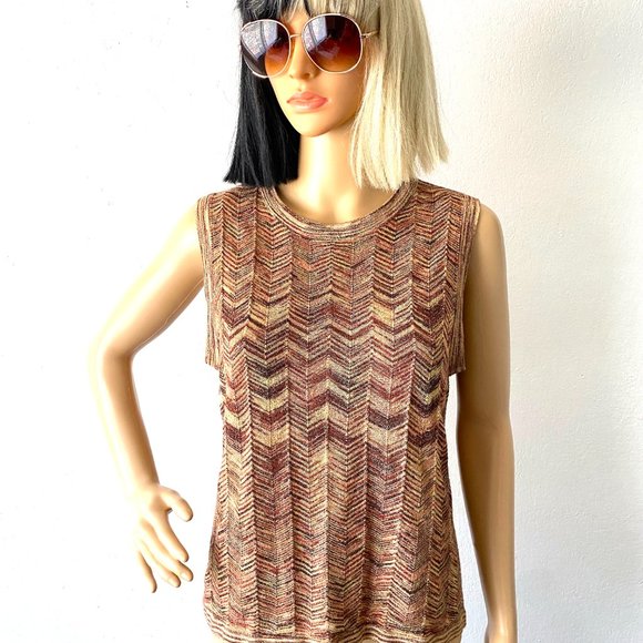 Dressy Sleeveless Knit Top Missoni For Target Zig Zag Top Chevron Top Metallic - Picture 7 of 7